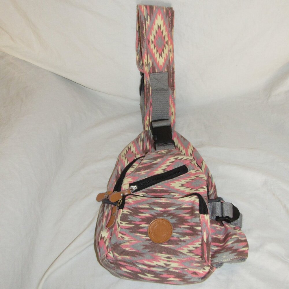 Stylish Pink Aztec Pattern Sling Backpack
